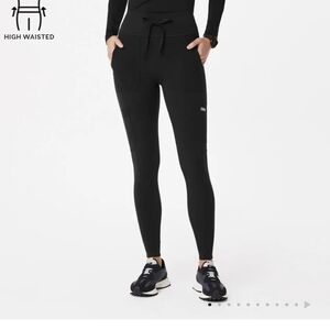 Figs Black Performance Leggings with Tapered Design